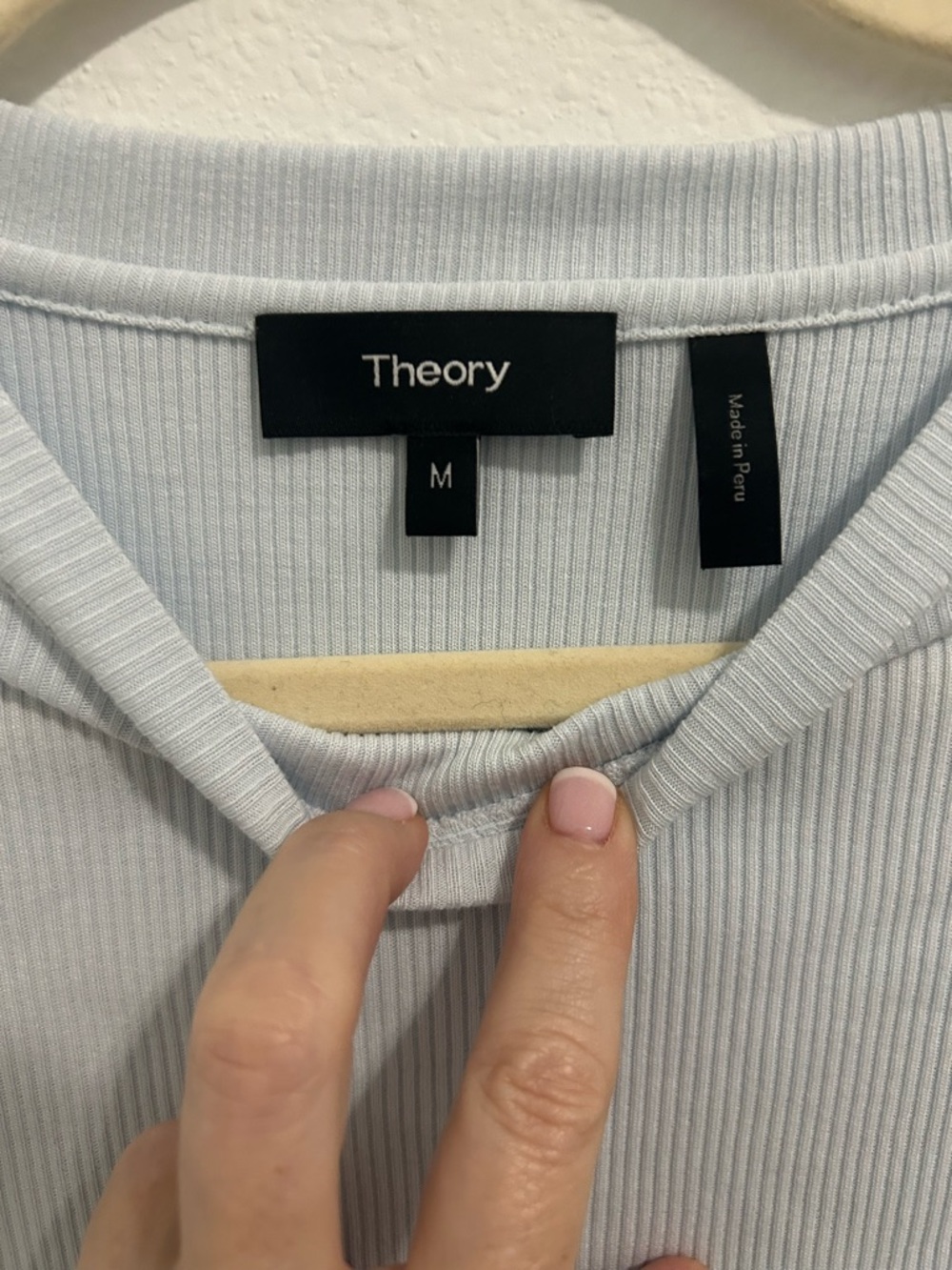 Theory Light Blue Ribbed Short Sleeve Tee - Picture 3 of 3